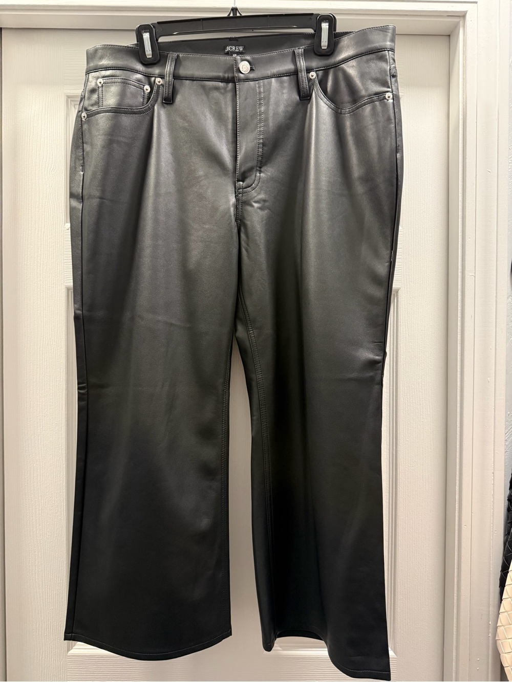 J. Crew Black Faux Leather Kick Crop Petite Jeans - 32P